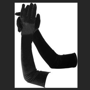 Opera Gloves - Black Satin